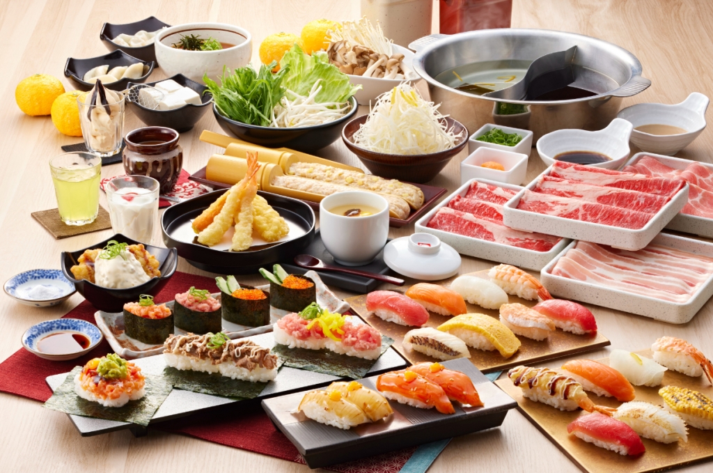 寿司・しゃぶしゃぶ食べ放題の「ゆず庵」提供メニュー例