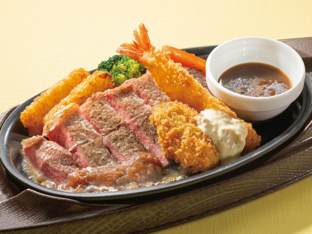 ガスト「希少赤身約100g&海老フライ・カキフライ」