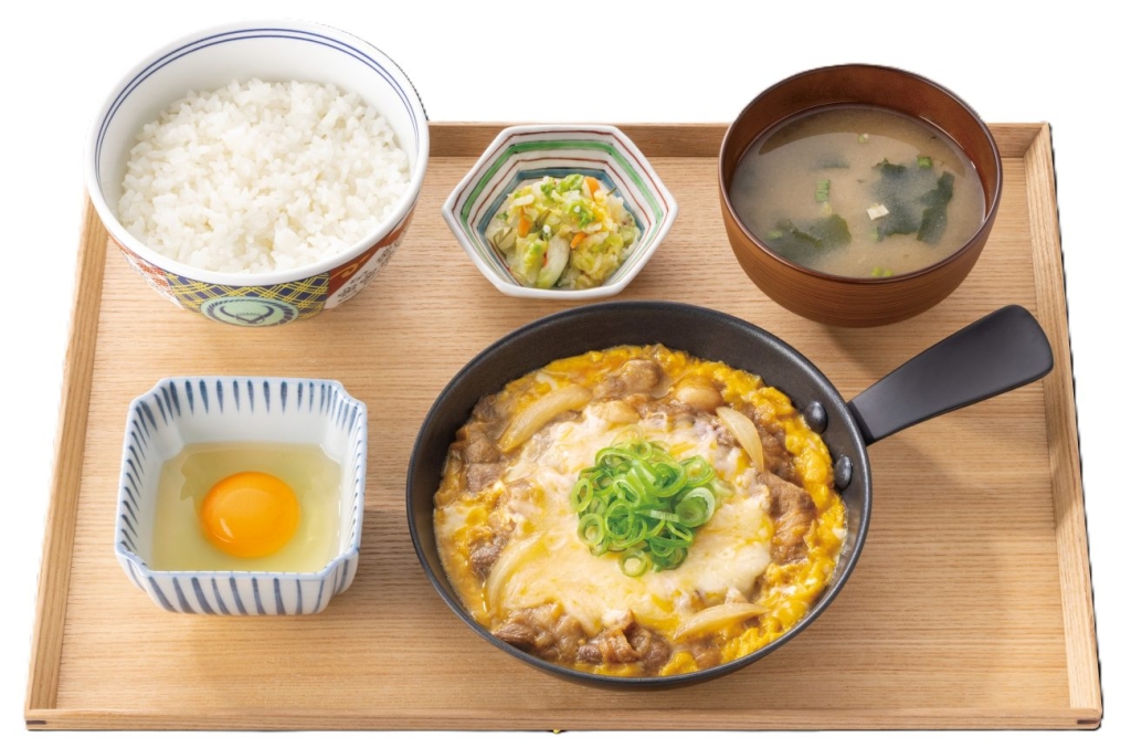 吉野家「チーズ月見牛とじ御膳」