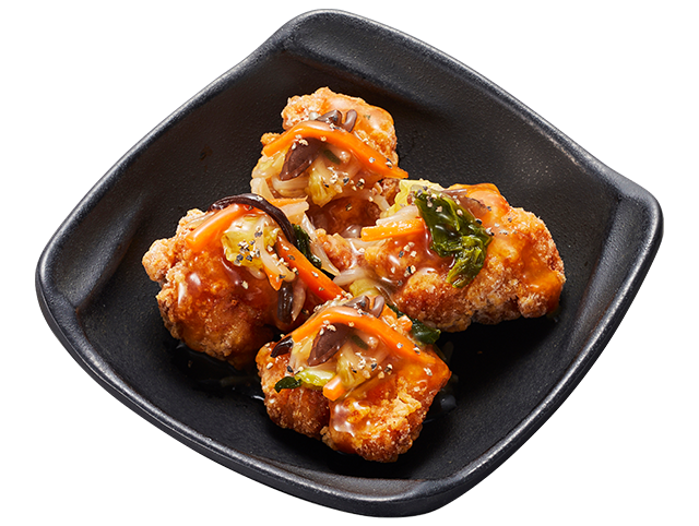 かっぱ寿司「ジューシーとり唐揚げ 中華野菜あんかけ」