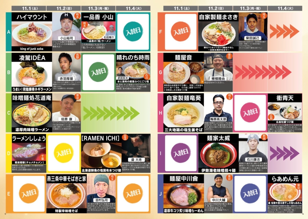 11月1日～参加店と提供メニュー「大つけ麺博 presents 秋の新作ラーメン祭」
