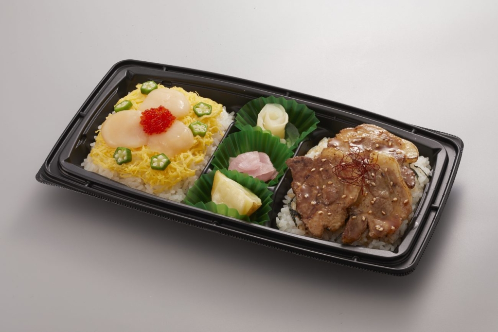 「よくばりダブル丼<北海帆立ちらし×豚丼>