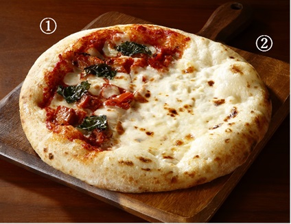 「セミドライトマトのマルゲリータ&4種チーズとはちみつピッツァ」