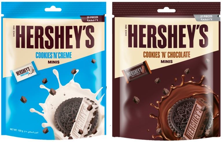 「ハーシー クッキー＆クリーム ミニズ 150g」「ハーシー クッキー＆チョコレート ミニズ 140g」