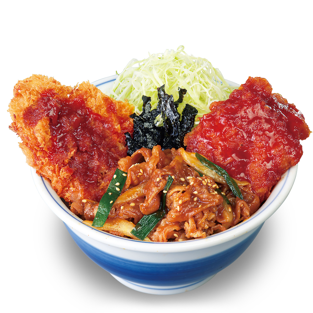 かつや「牛豚鶏のプルコギビビンカツ丼(温玉なし)」