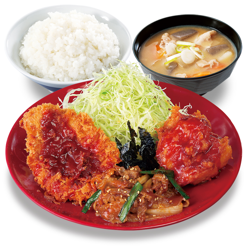 かつや「牛豚鶏のプルコギビビンカツ定食(温玉なし)」