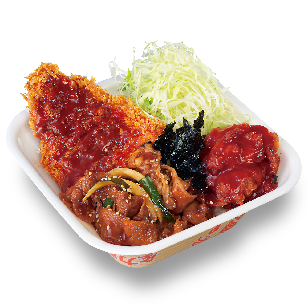 かつや「牛豚鶏のプルコギビビンカツ丼(温玉なし)」【テイクアウト】