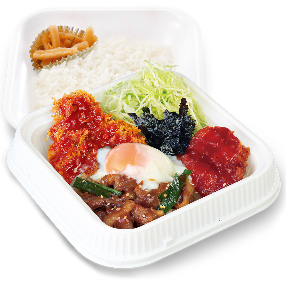 かつや「牛豚鶏のプルコギビビンカツ定食」【テイクアウト】