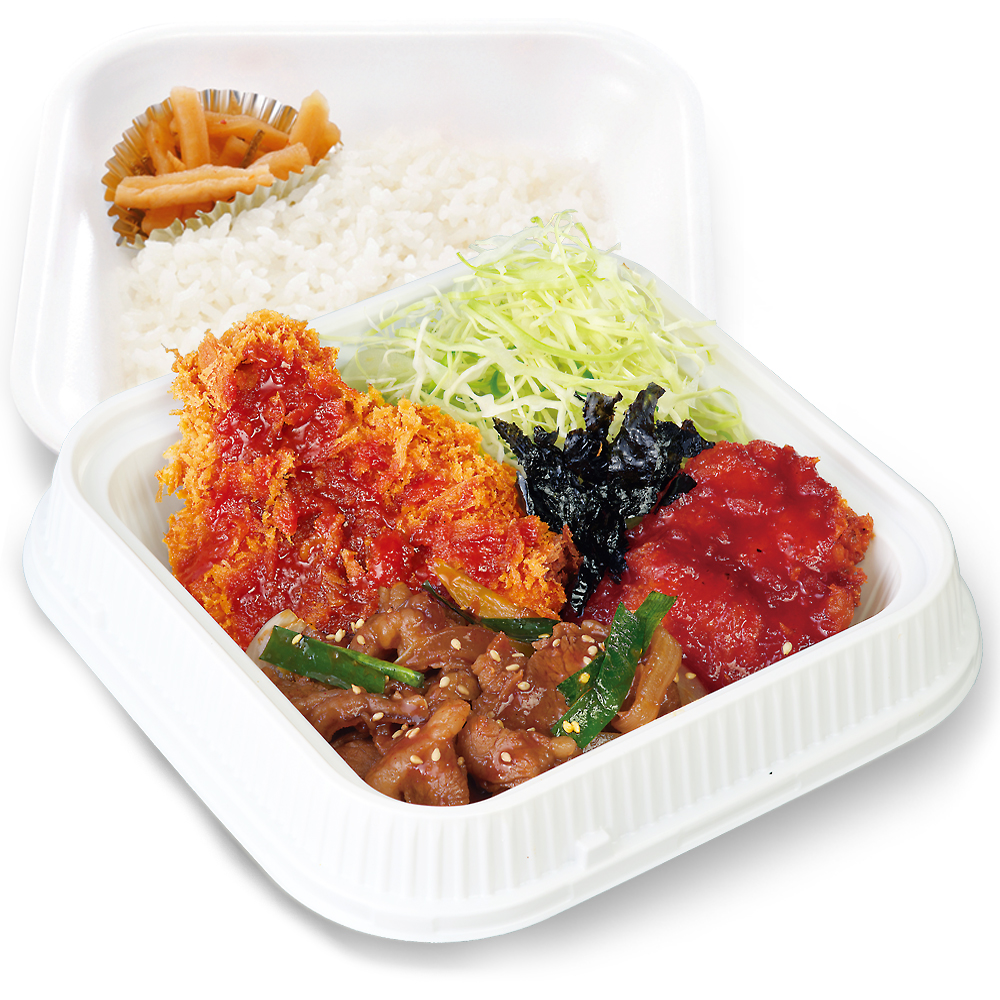 かつや「牛豚鶏のプルコギビビンカツ定食(温玉なし)」【テイクアウト】