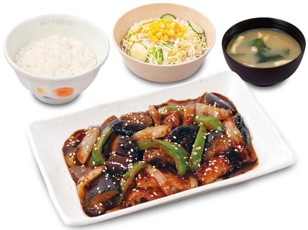 松屋「厚切り豚カルビと茄子の辛味噌炒め」