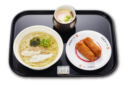 かっぱ寿司「乙女鯛炙りの塩ラーメン・茶碗蒸し・いなり2個セット」720円(税込)~