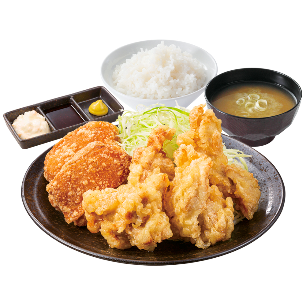 からやま「とり天合盛り定食」