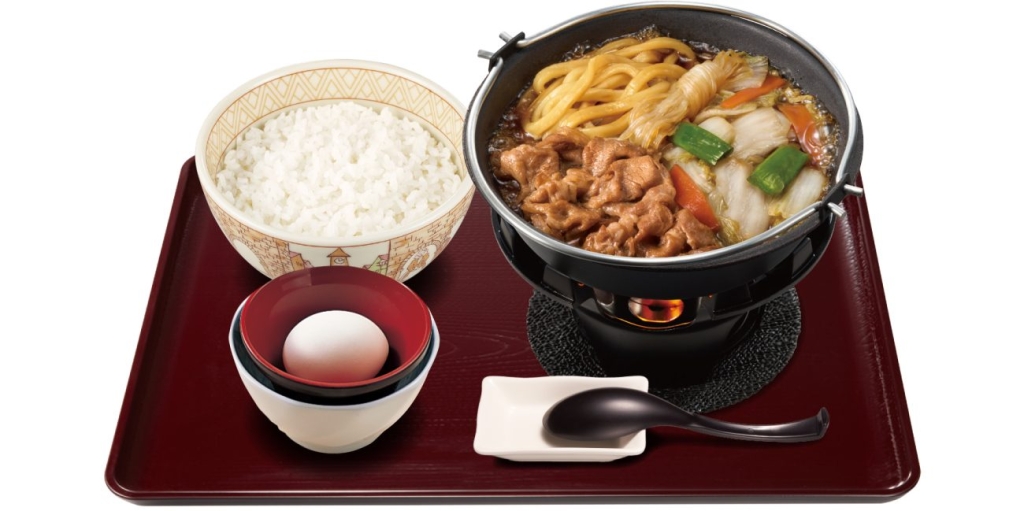 すき家「牛すき鍋定食」(たまご1個)