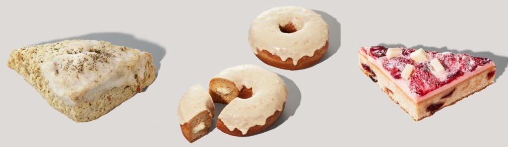 「アールグレイスコーン」「ホワイトチョコマカダミアドーナツ」「ストロベリー&クランベリー ブリスバー」