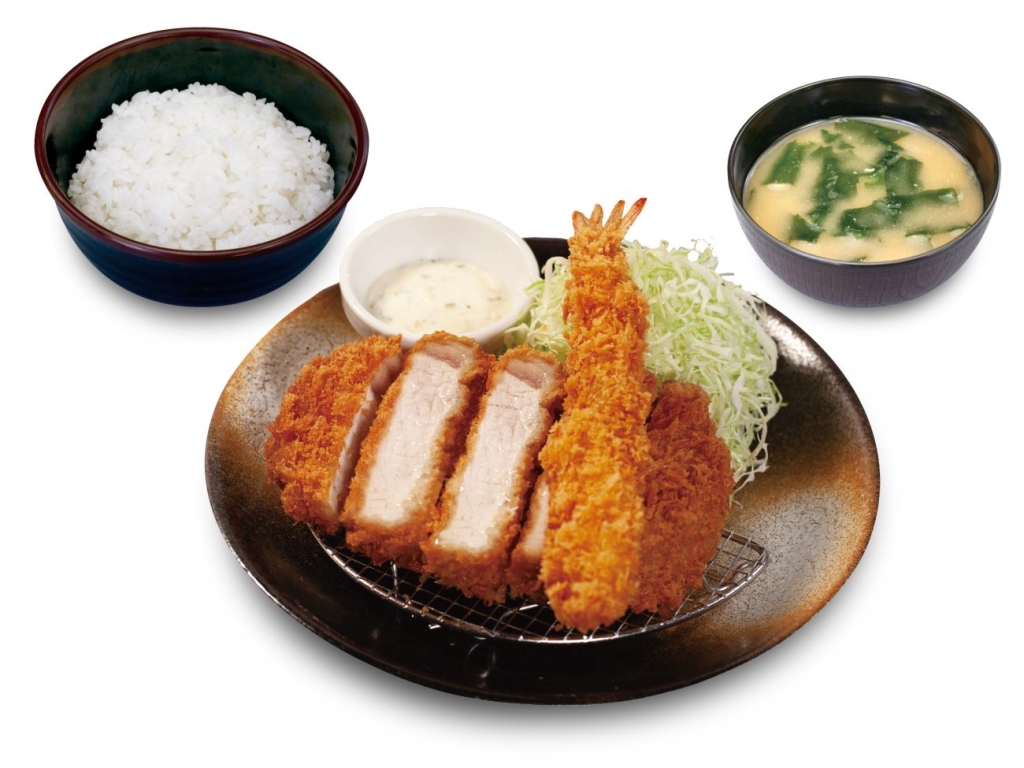 「超厚切りロースかつ&海老フライ(1尾)定食」