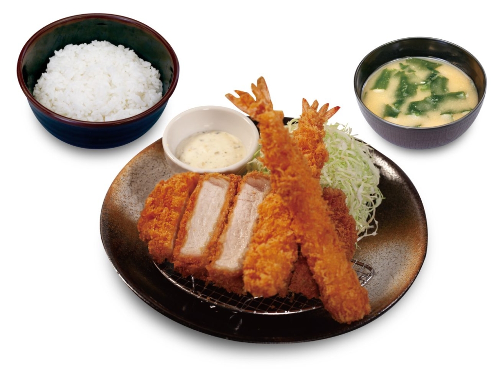 「超厚切りロースかつ&海老フライ(2尾)定食」