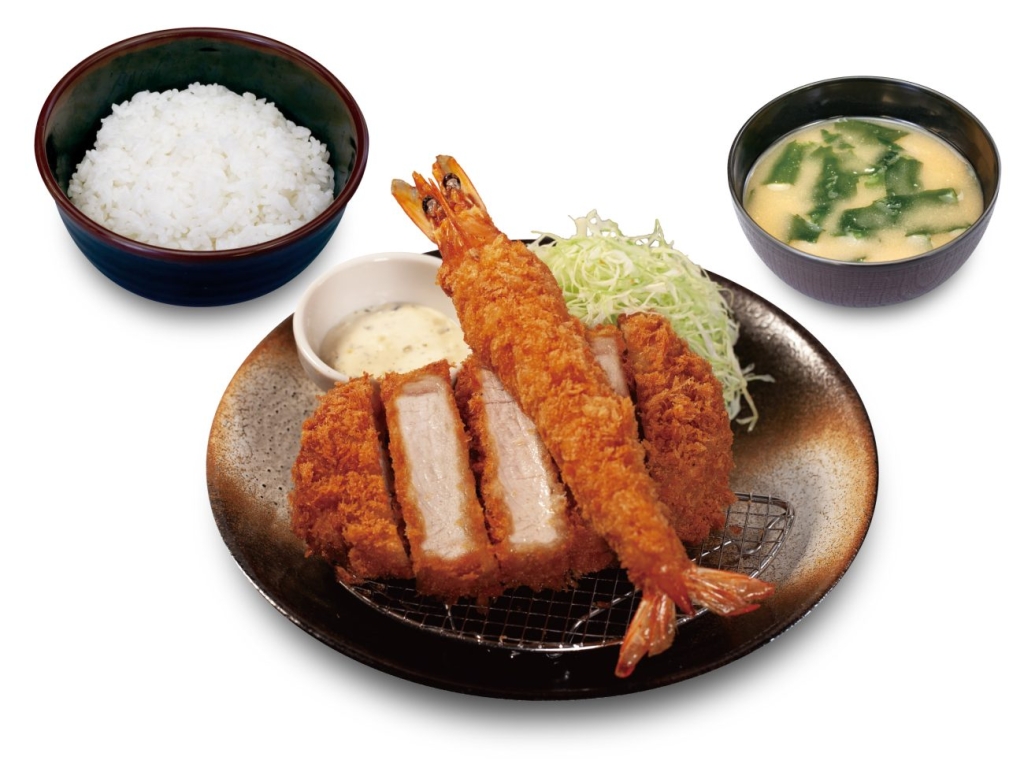 「超厚切りロースかつ&有頭大海老フライ(1尾)定食」