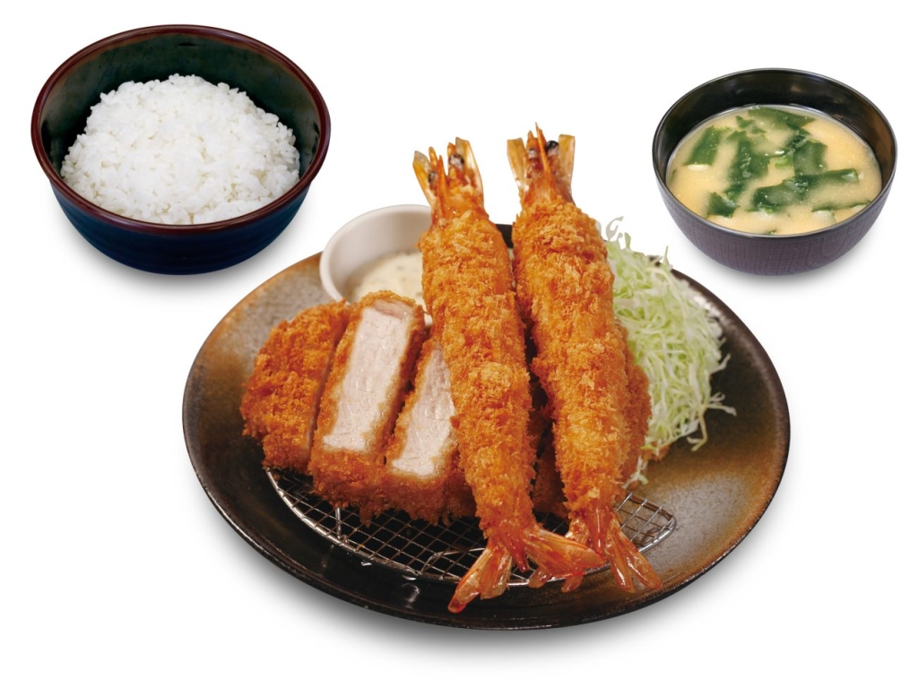 「超厚切りロースかつ&有頭大海老フライ(2尾)定食」