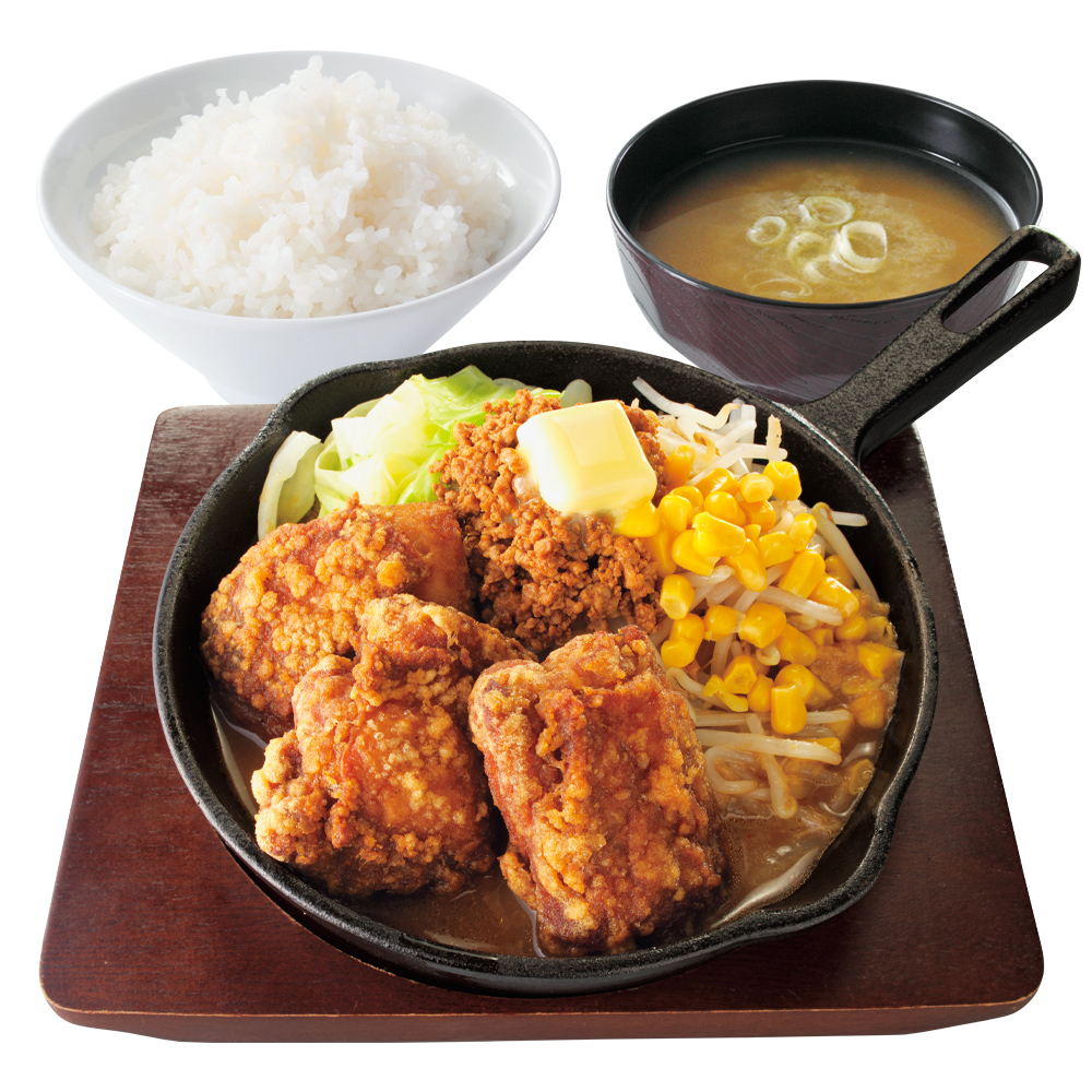 「にんにく味噌からあげの味噌バター盛り定食」