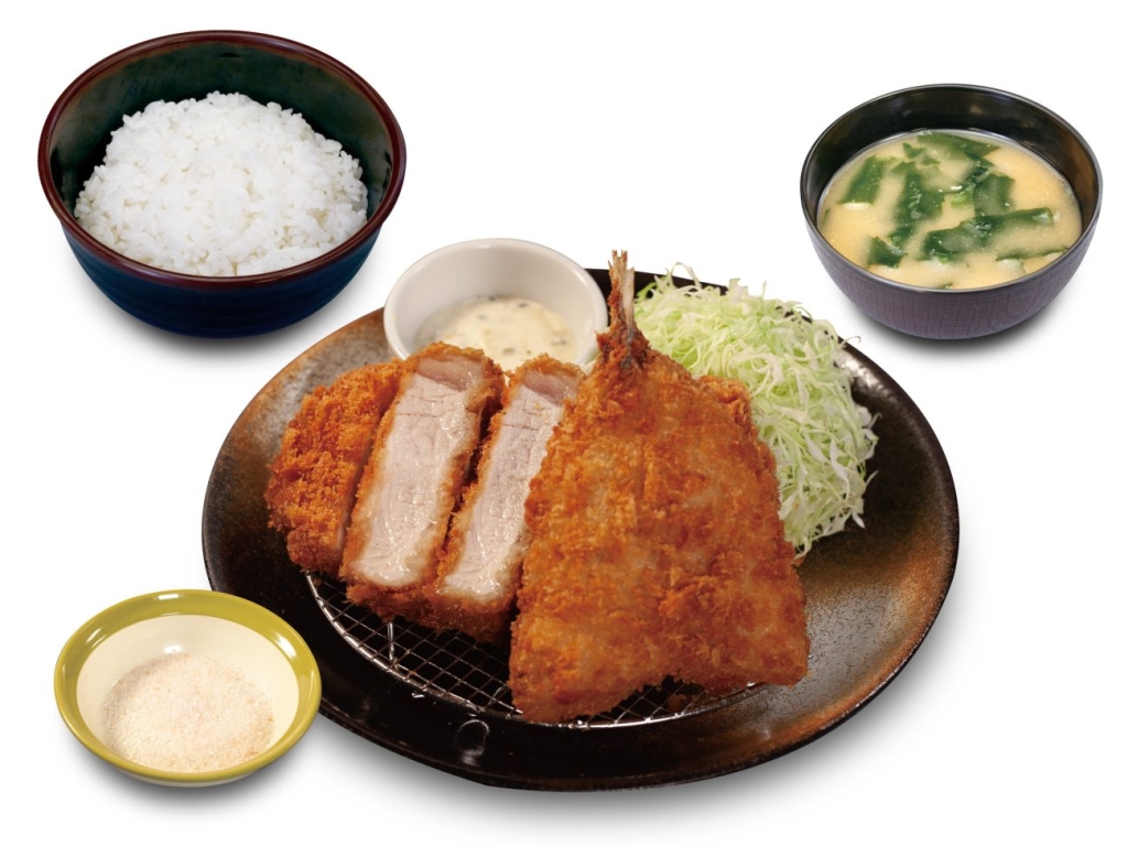 「国産雪国育ち厚切りロースかつ&アジフライ定食」