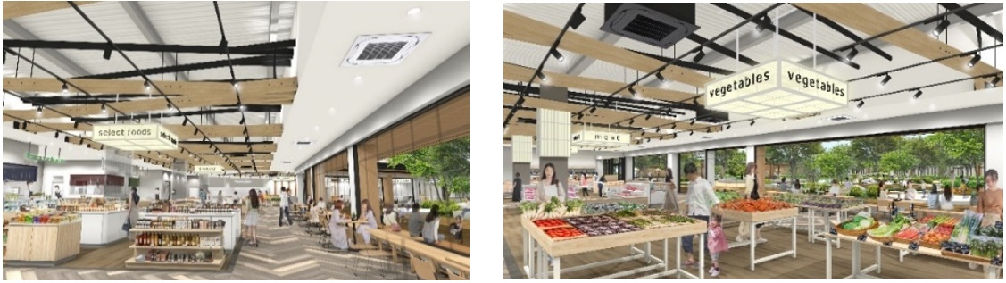 三井アウトレットパーク 岡崎 「OKAZAKI おいしい MARKET」内観CG