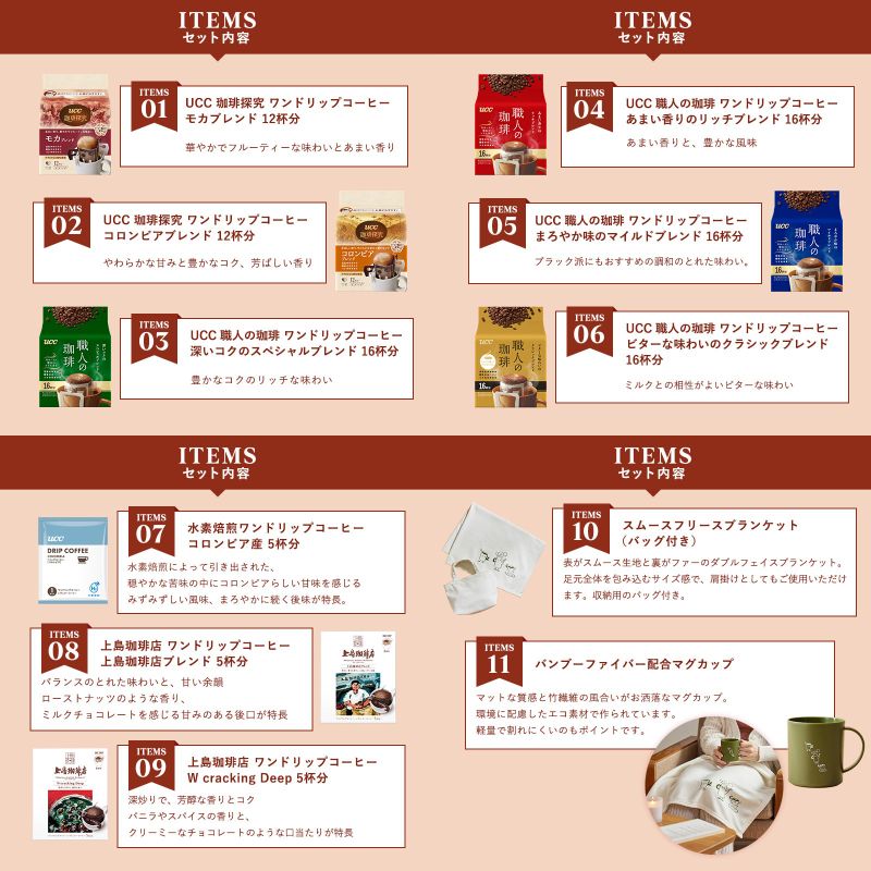 UCC福袋 ワンドリップコーヒーセット セット内容