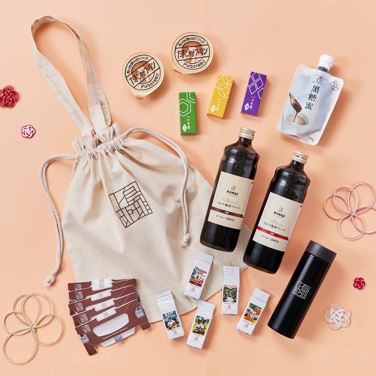 コーヒー福袋2026 上島珈琲店 オリジナルロゴ入り真空ボトル＆巾着トート付き