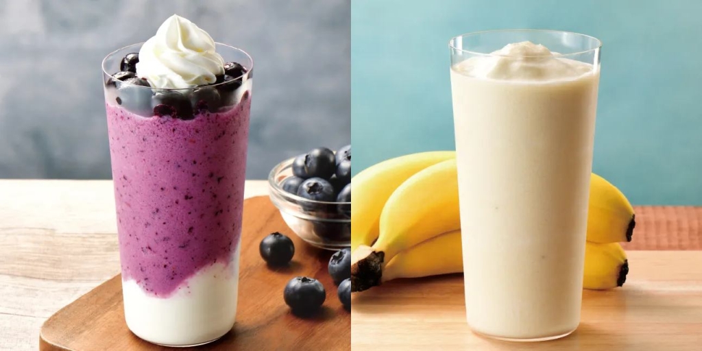 「ブルーベリー&ヨーグルトスムージー」「フレッシュバナナスムージー~バナナまるごと1本~」