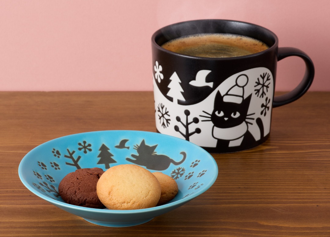 「美濃焼 黒ねこ小皿」「美濃焼 黒ねこマグカップ」