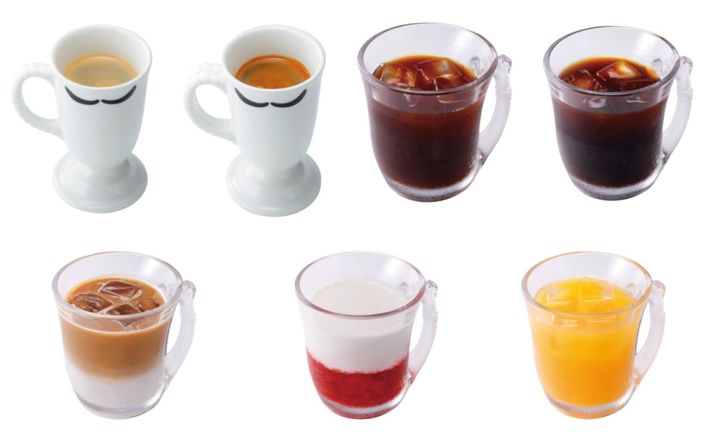 ホットコーヒー(シングルオリジン/ブレンド)、アイスコーヒー(シングルオリジン/ブレンド)、アイスカフェラテ、イチゴミルク、太陽のオレンジ