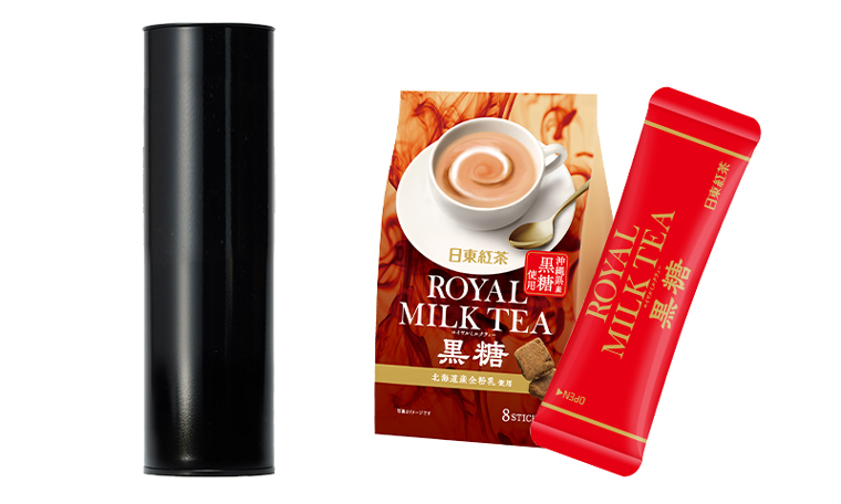先行予約特典 筒型缶入り「ロイヤルミルクティー黒糖」試供品