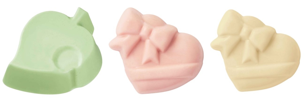 限定チョコレート「葉っぱのマーク」「ハートのチョコレート(ピンク)「ハートのチョコレート(ホワイト)」