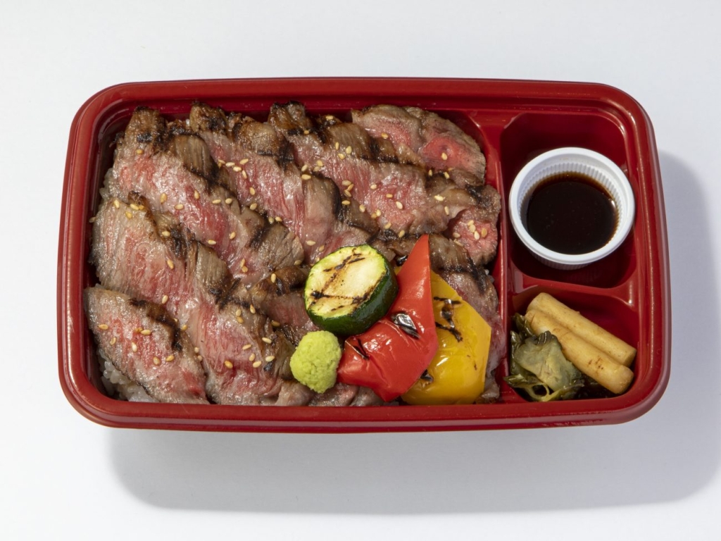 【肉卸小島】雪降り和牛尾花沢サーロイン・リブロースステーキ重 ※画像は150g