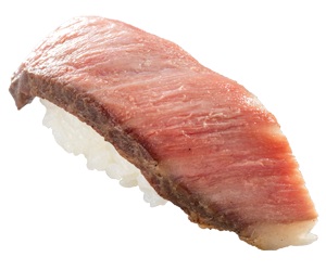 魚べい・元気寿司「黒毛和牛ローストビーフにぎり」