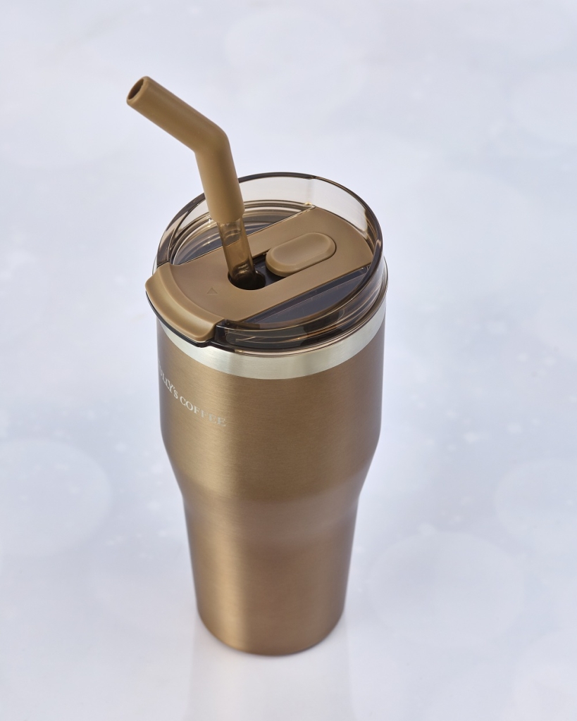 ストロー付き2WAYステンレスタンブラー(メタリック)