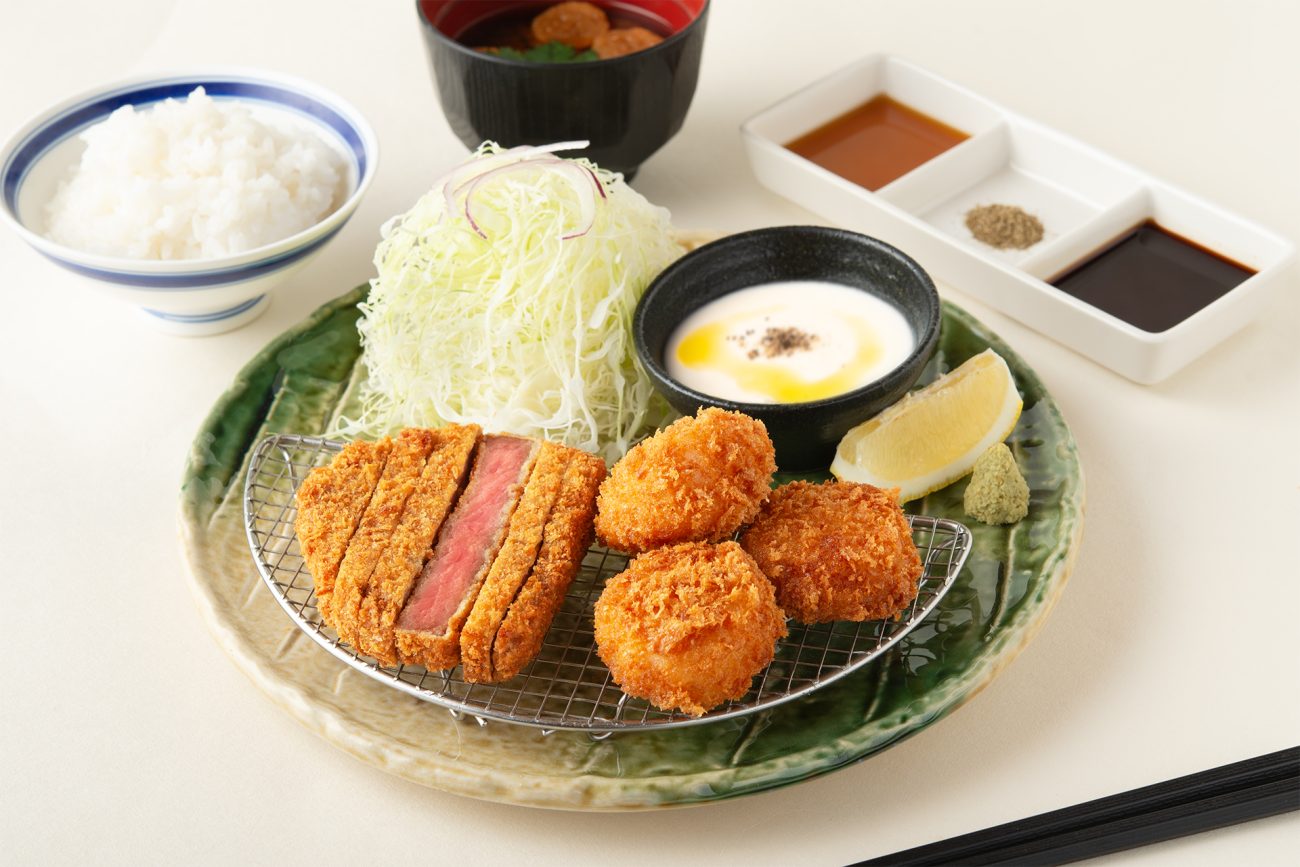 冬季限定「牛カツと帆立カツ膳」