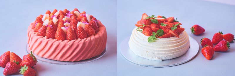 (左から)イチゴとライチのシャルロット/ストロベリーメリーゴーランド