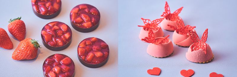 (左から)チョコレート・ベリータルト/バタフライストロベリームース