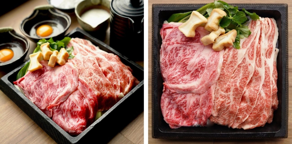 【ディナーメニュー】すき焼き 黒毛和牛バラ&黒毛和牛特上ロース(特) ※2人前から注文可能