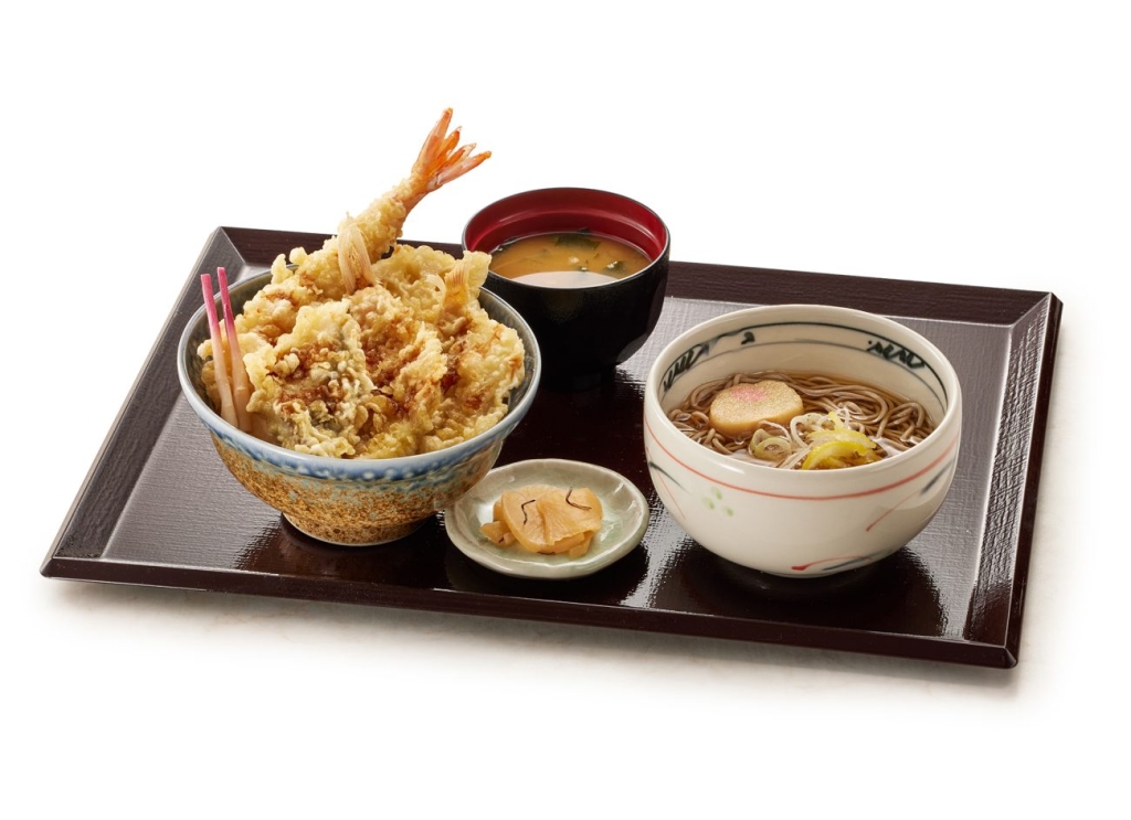「新春鯛づくし天丼 (小)藪そば(温)セット(みそ汁付)」