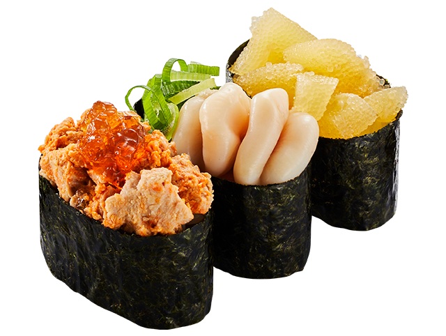 『3種の冬ネタ軍艦三昧』三貫290円