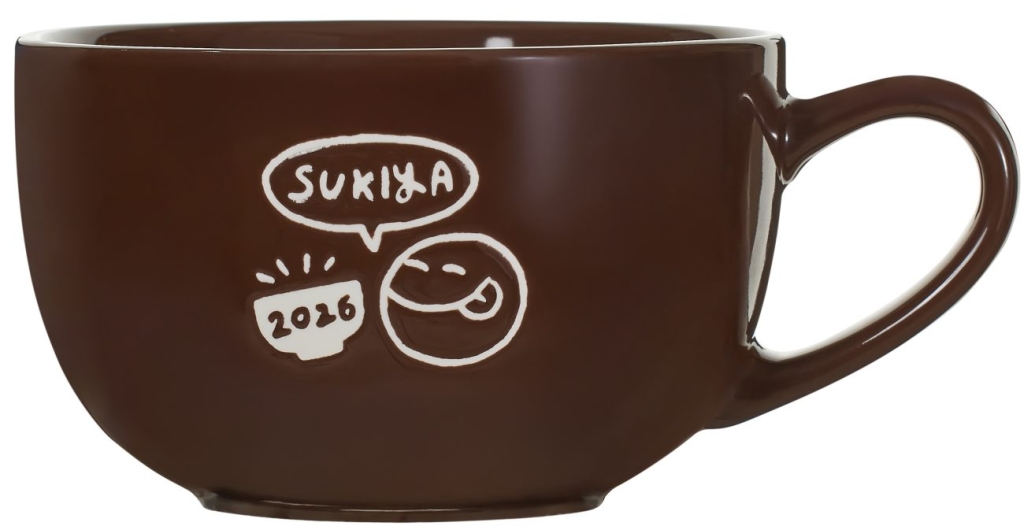 すき家の福袋「SMILE BOX 2026」スープマグ(表面)