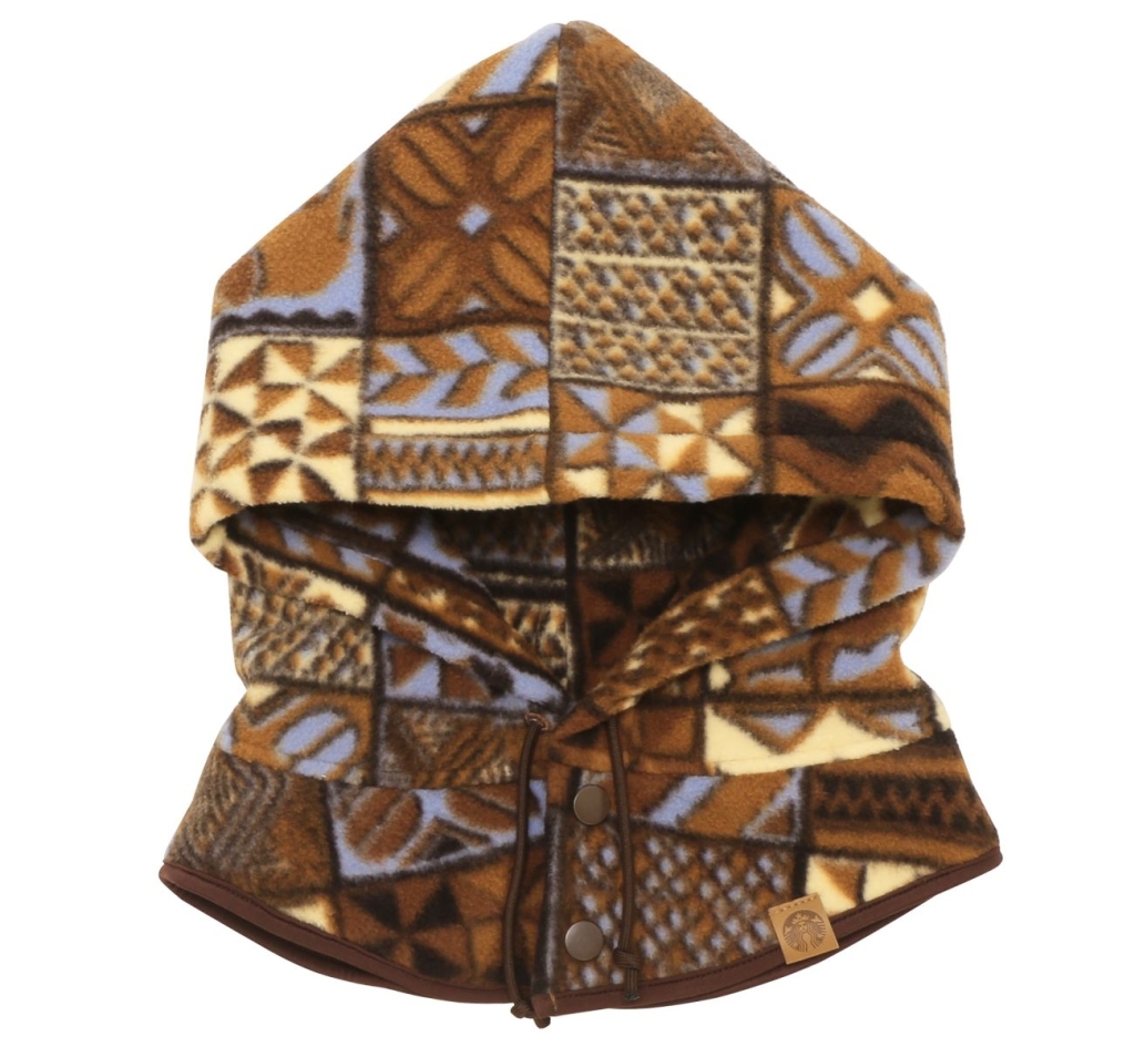 STARBUCKS STAND by BEAMS 総柄プリントフリース バラクラバ