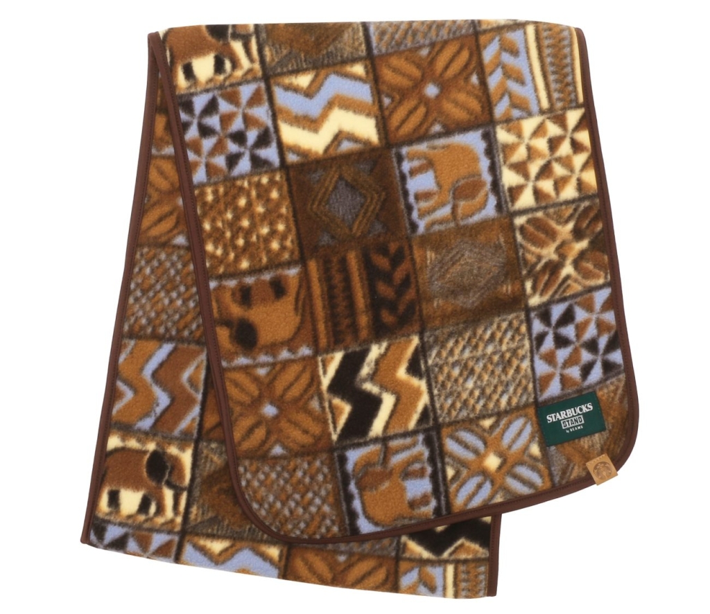 STARBUCKS STAND by BEAMS 総柄プリントフリース マフラー