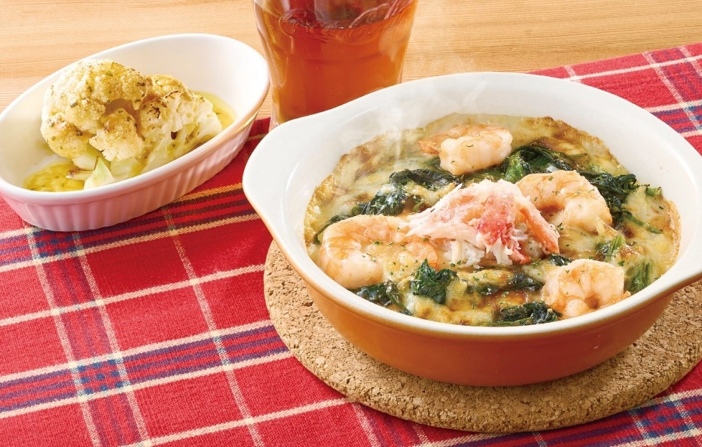 たらば蟹とハーブシュリンプのドリア+ちいさなのカリフラワーグリル