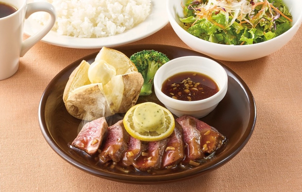 若姫牛のヒレステーキ 醤油ガーリックソース サラダ･ライス･ドリンクバーセット