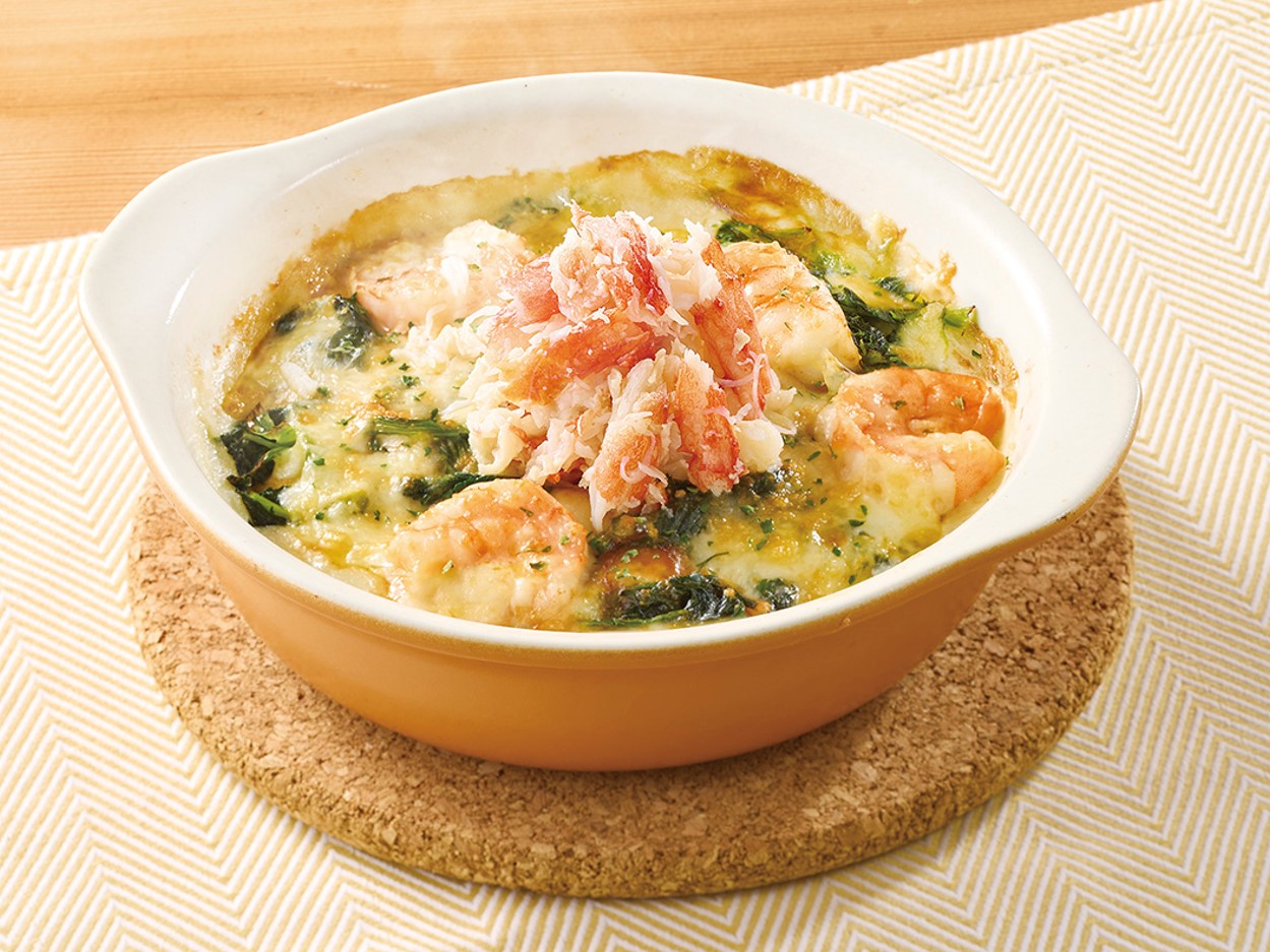 たらば蟹とハーブシュリンプのドリア 蟹3倍盛り