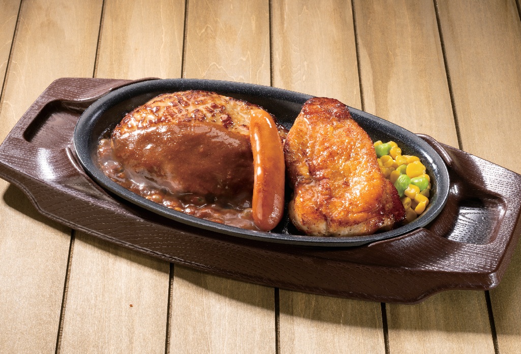 ガスト「鉄板ハンバーグミックスグリル」