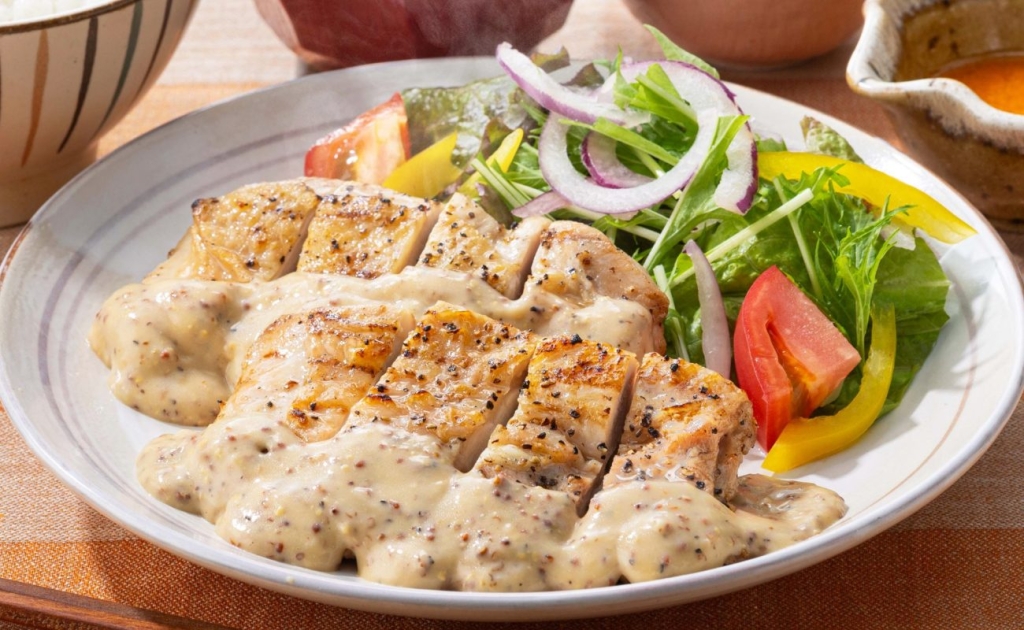炭火焼きチキンのマスタードクリームソース