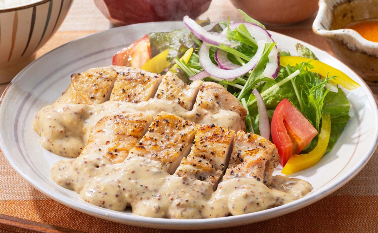 炭火焼きチキンのマスタードクリームソース